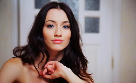 Svelte hungarian dark hair teen Zsanett Tormay unveiling tiny tits and spreading her legs 