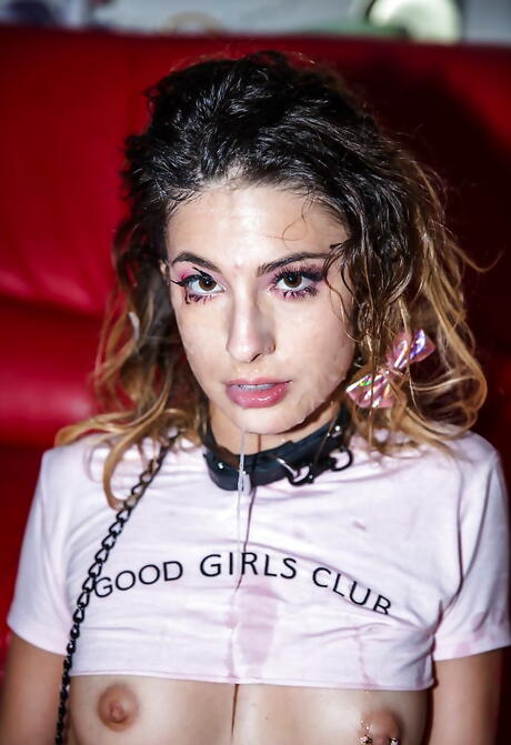 Very attractive american dark-haired porn star Kristen Scott in hot pantyhose exhibiting her ass and spreading her legs 